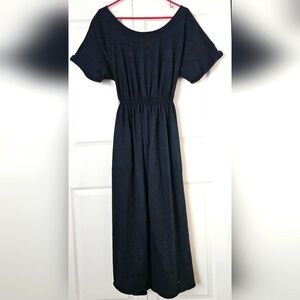 Free People Beach Open Back Midi Dress Black Small 100% Cotton Heavy‎ Tie Back